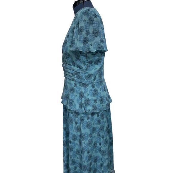 Vintage Studio 1 Two Piece Set Women's 18 Blue Blouse & Skirt Surplice Chiffon - Picture 9 of 15
